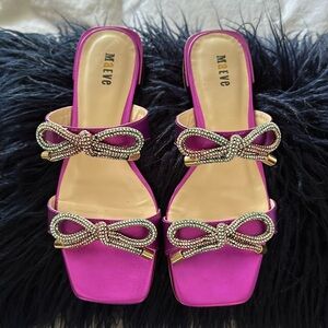 EUC Maeve Anthropologie Sandals, Rhinestone Bows SZ 6